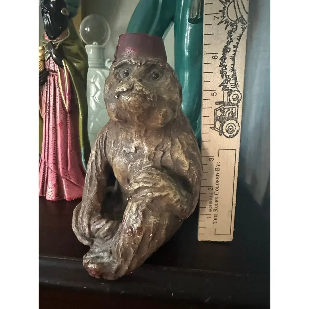 Vintage Gargoyles Studio chalkware monkey candle holder gothic chinoserie 7”